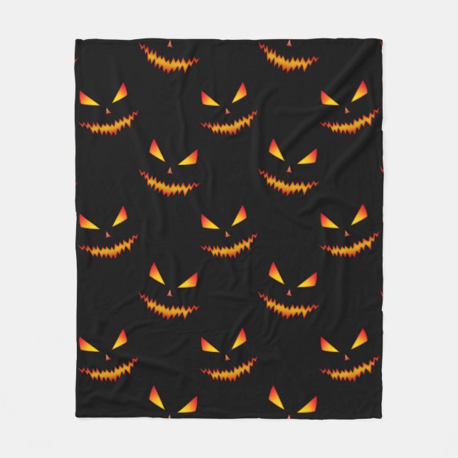 Couverture Polaire Cool effrayant Jack O'Lantern visage motif d'Hallo (Devant)