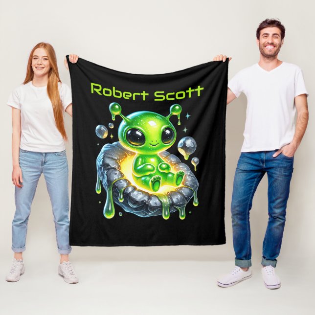 Couverture Polaire Cool espace aliens garçons (En situation)