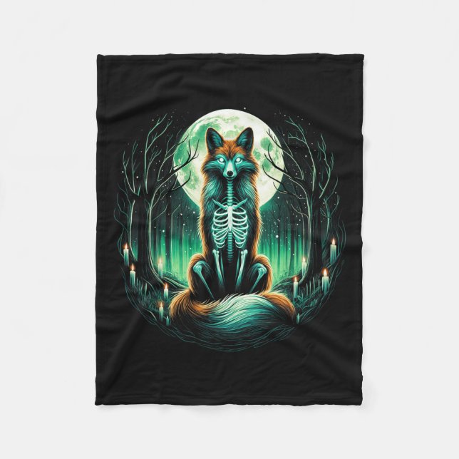 Couverture Polaire Cool Fox Skeleton Halloween Christmas Birthday  (Devant)