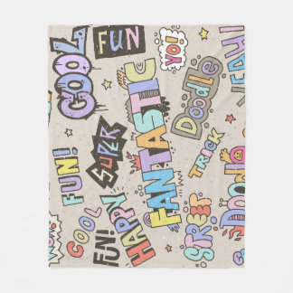 Couverture Polaire Cool Fun Doodle Lettres Vintage