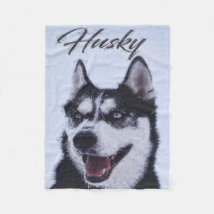 Couverture Polaire Cool Husky Dog Black White Lovers