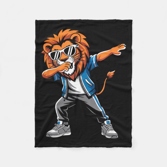 Couverture Polaire Cool Lion Dabbing Gift For Men Women Boys Girls Ki (Devant)