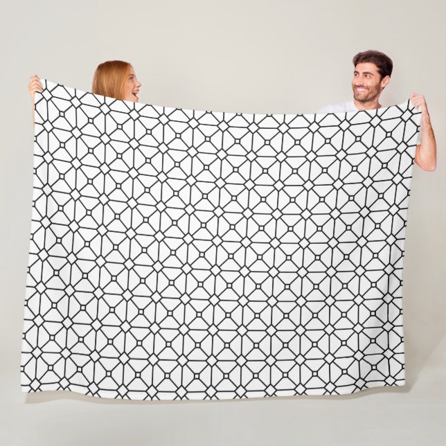 Couverture Polaire Cool moderne Boho noir et blanc Motif Rhombus (En situation)