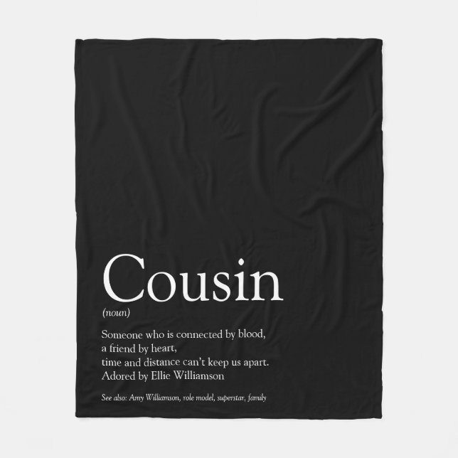 Couverture Polaire Cool moderne noir et blanc amusant Cousin (Devant)