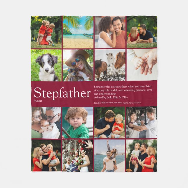 Couverture Polaire Cool moderne Stepfather Stepdad 16 Photo Collage (Devant)