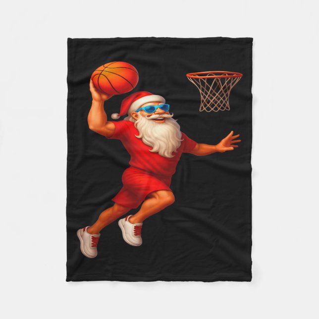 Couverture Polaire Cool Santa Basketball Player Dunking Xmas Christma (Devant)