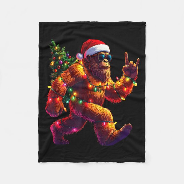 Couverture Polaire Cool Santa Hat Bigfoot Christmas Lights Festive Ho (Devant)