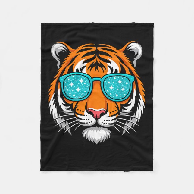 Couverture Polaire Cool Shirts For Boys Kids, Funny Tiger Sungles  (Devant)