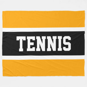 Couverture Polaire Cool Sporty Bold Jaune Black TENNIS Lettres Texte
