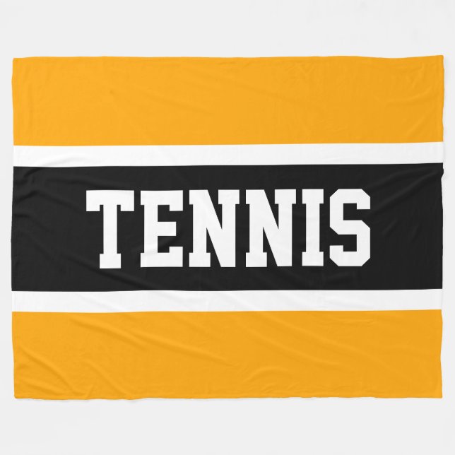 Couverture Polaire Cool Sporty Bold Jaune Black TENNIS Lettres Texte (Devant (Horizontal))