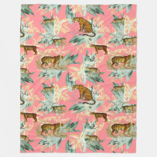 Couverture Polaire Cool Tropical Safari Wild Cats Tiger rose