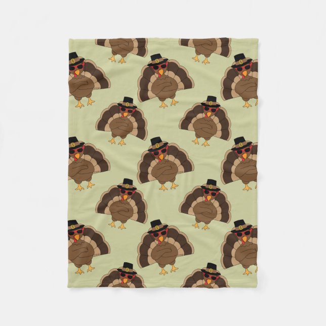 Couverture Polaire Cool Turquie Thanksgiving fun brun vert motif (Devant)