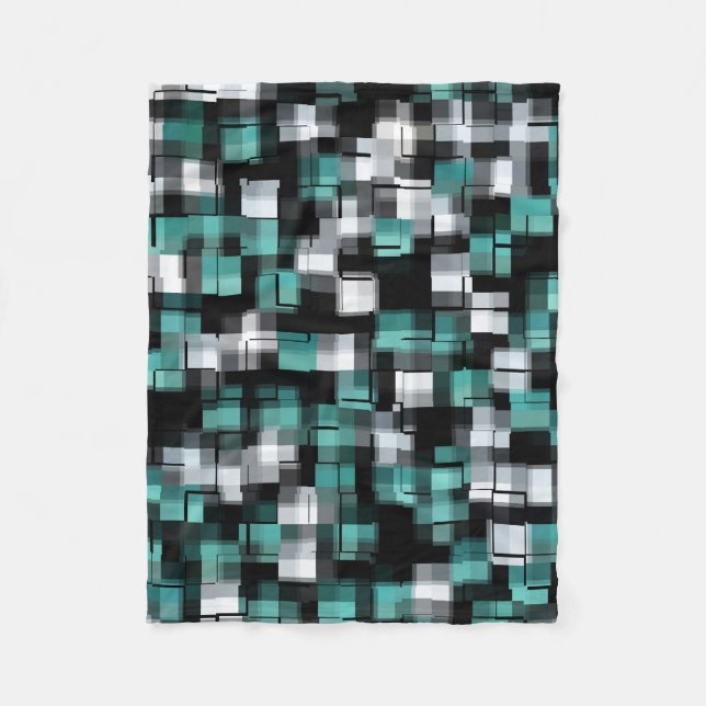 Couverture Polaire COOL Turquoise Vert Bleu Noir Blanc Abstrait Plaid (Devant)