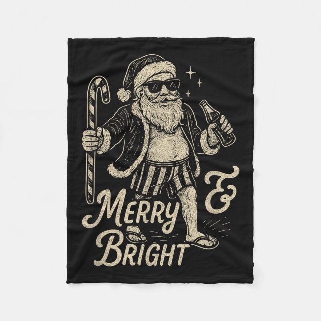 Couverture Polaire Cool Vintage Santa Clause Party Design  (Devant)