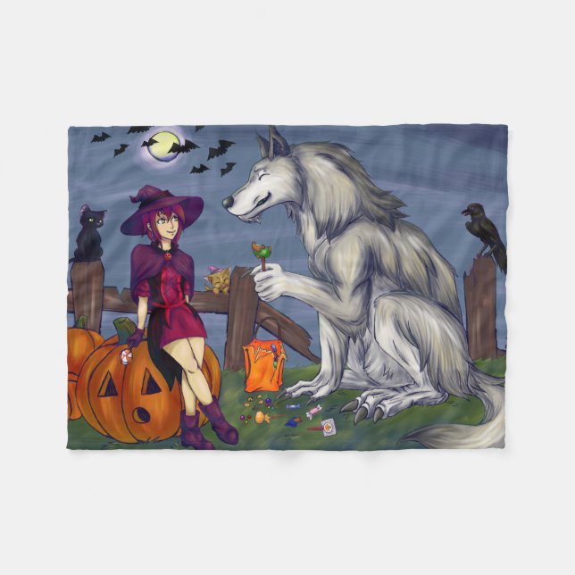 Couverture Polaire Copains de la fête d'Halloween (Devant (Horizontal))