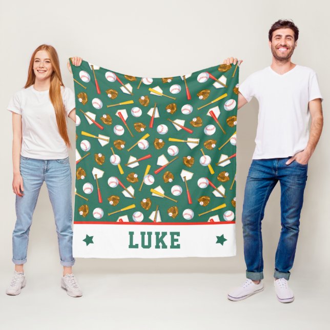 Couverture Polaire Copie blanche de base-ball de vert de gazon (En situation)