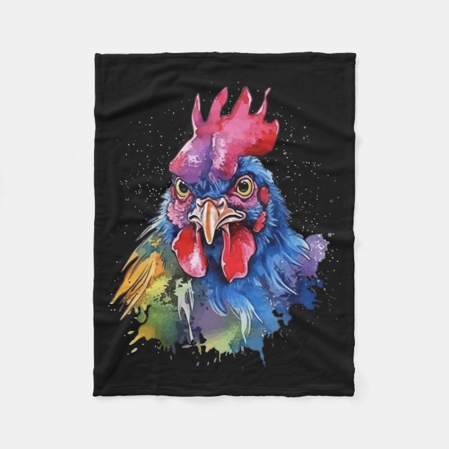 Couverture Polaire Coq de campagne Style aquarelle (Devant)