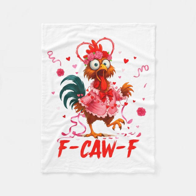 Couverture Polaire Coq drôle F-caw-f Saint-Valentin Poulet Fcawf (Devant)