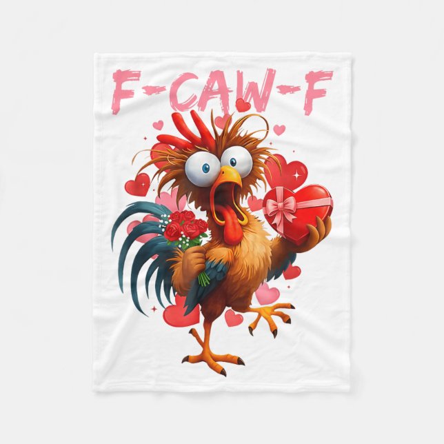 Couverture Polaire Coq drôle F-caw-f Saint Valentin Poulet Fcawf (Devant)