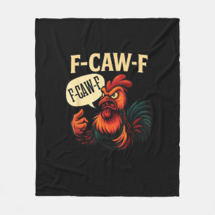 Couverture Polaire Coq furieux drôle F Caw Graphique de style rétro