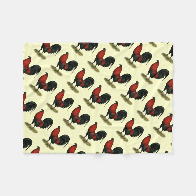 Couverture Polaire Coq Rouge Noir BB Jeu Américain (Devant (Horizontal))