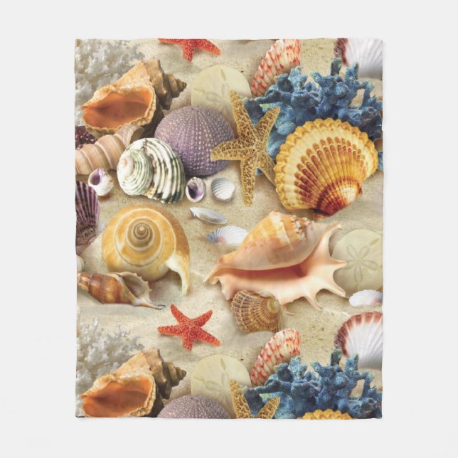 Couverture Polaire Coques de mer sur la plage (Devant)