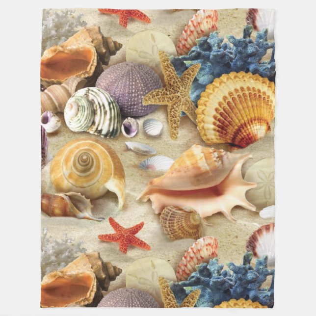 Couverture Polaire Coques de mer sur la plage (Devant)