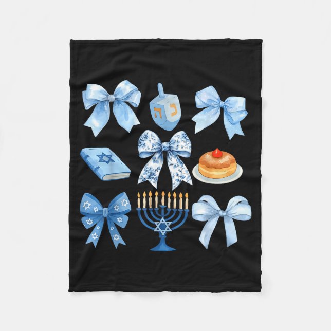 Couverture Polaire Coquette Bow Hanukkah Chanukah Pajama Latke Jewish (Devant)
