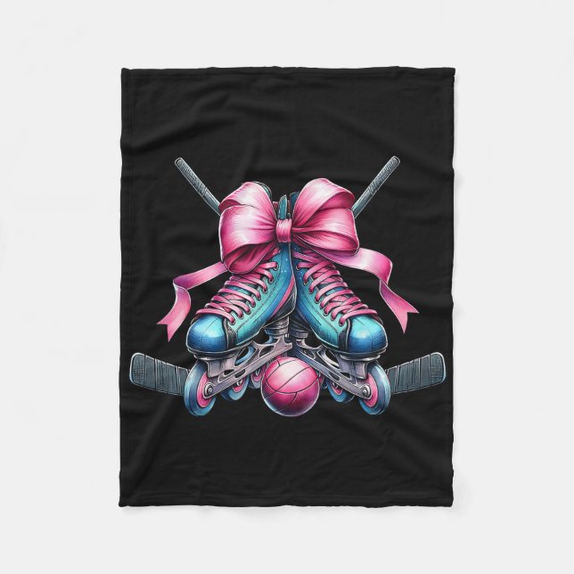 Couverture Polaire Coquette Bow Inline Hockey Player Girl Mom Mother' (Devant)