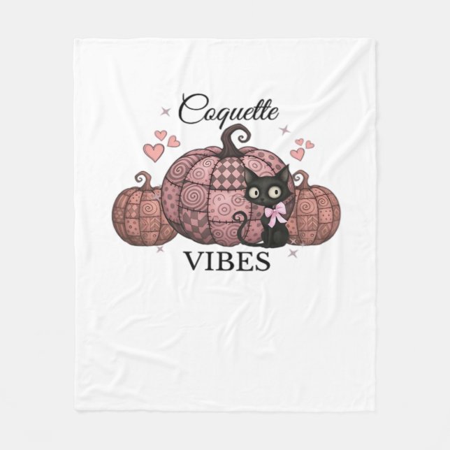 Couverture Polaire Coquette Citrouille rose Chat classique T-shirt (Devant)