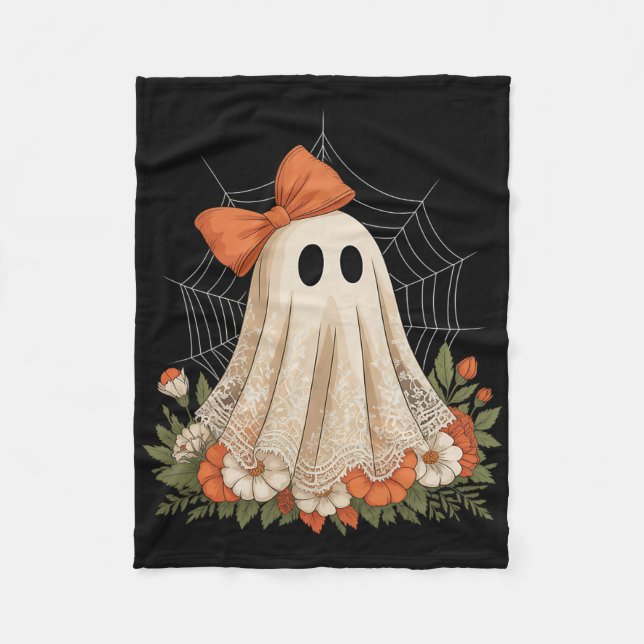Couverture Polaire Coquette Ghost Halloween Fleur Ghost Lace Éffrayan (Devant)