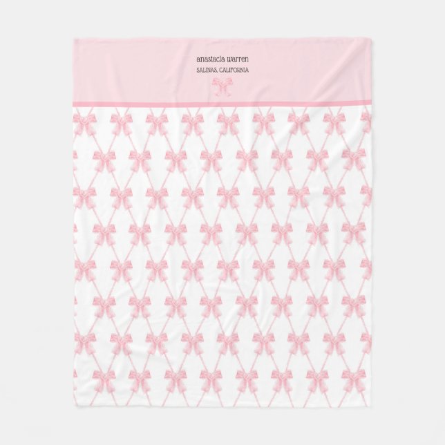 Couverture Polaire Coquette Pink Bow personnalisée (Devant)