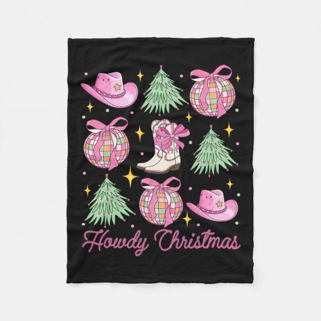 Couverture Polaire Coquette rose de Noël Bow Xmas Tree (Devant)