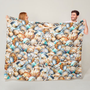 Couverture Polaire Coquillages nautiques collage motif coquille chic