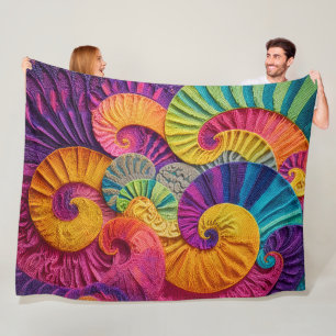 Couverture Polaire Coquilles chromatiques : Mosaïque spirale vibrante