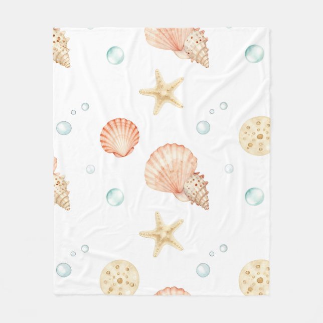 Couverture Polaire Coquilles d'eau douce Perles Motif côtier (Devant)