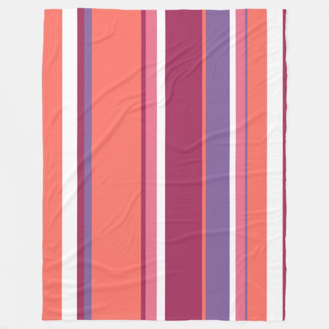 Couverture Polaire Corail vivant, rouge et violet (Devant)
