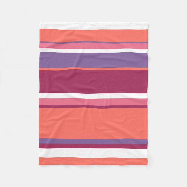 Couverture Polaire Corail vivant, rouge et violet (Devant)