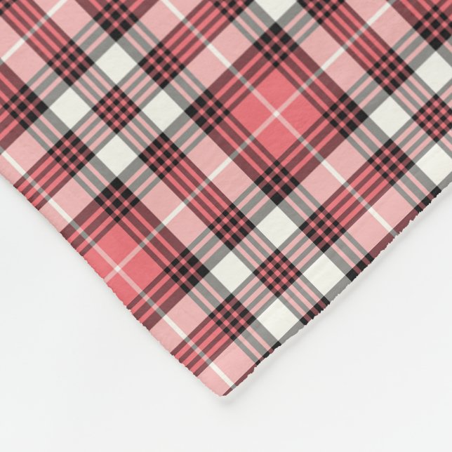 Couverture Polaire Coral rose, noir et blanc Plaid Motif (Coin)