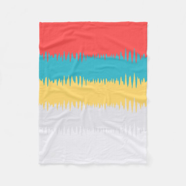 Couverture Polaire Coral Turquoise Yellow White Stripes (Devant)