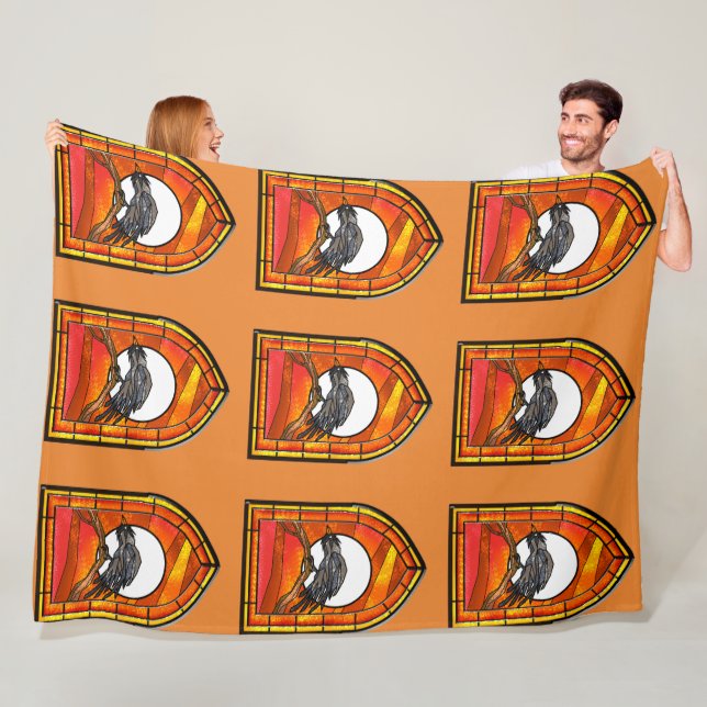 Couverture Polaire Corbeau en verre tendu (En situation)