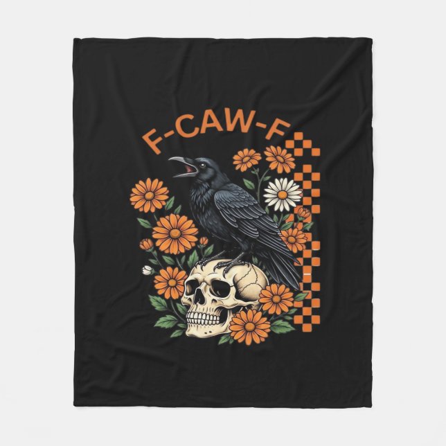 Couverture Polaire Corbeau F-Caw-F Drôle Halloween Gothique Créatif (Devant)