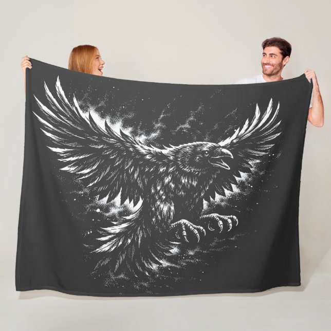 Couverture Polaire Corbeau gothique – par BurnsInHell (En situation)