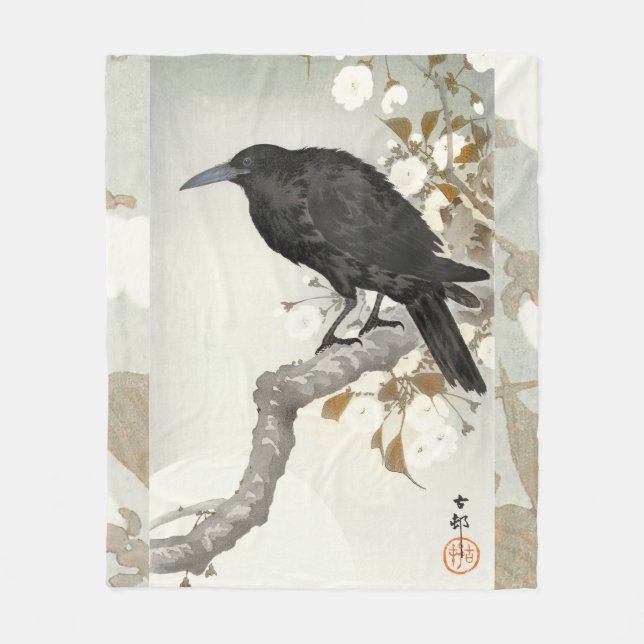Couverture Polaire Corbeau Raven Koson Oiseau japonais (Devant)