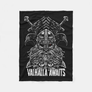 Couverture Polaire Corbeaux d'Odin Mythologie Viking Valhalla attend