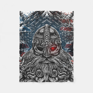 Couverture Polaire Corbeaux et épées d'Odin Mythologie Viking drapeau