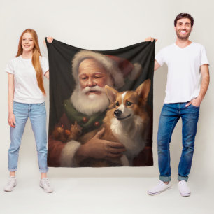 Couverture Polaire Corgi avec Noël Festif du Père Noël