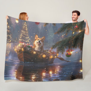 Couverture Polaire Corgi Christmas Festive Voyage