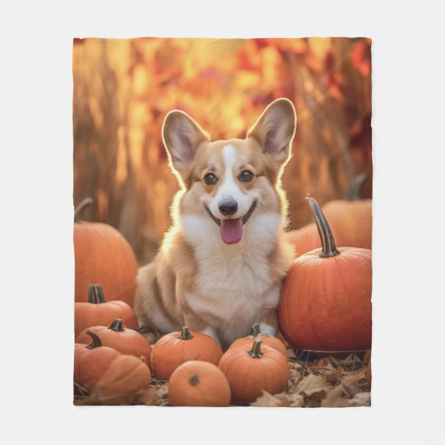 Couverture Polaire Corgi d'automne (Devant)