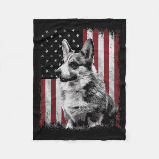 Couverture Polaire Corgi Dog Dad Mom America 4th of July Patriotic